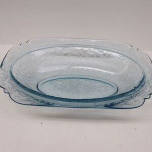 Federal Depression Glass Blue MADRID 10 Inch Oval Vegetable Serving Bowl